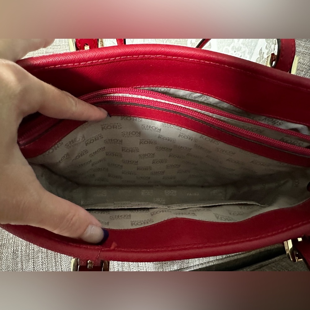 Michael Kors Red Saffiano Tote Bag - Picture 13 of 15